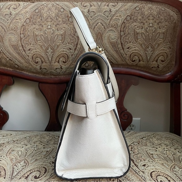 Henri Bendel Large Ivory Uptown Satchel with Gold Tone Hardware & Long Strap - Picture 6 of 13